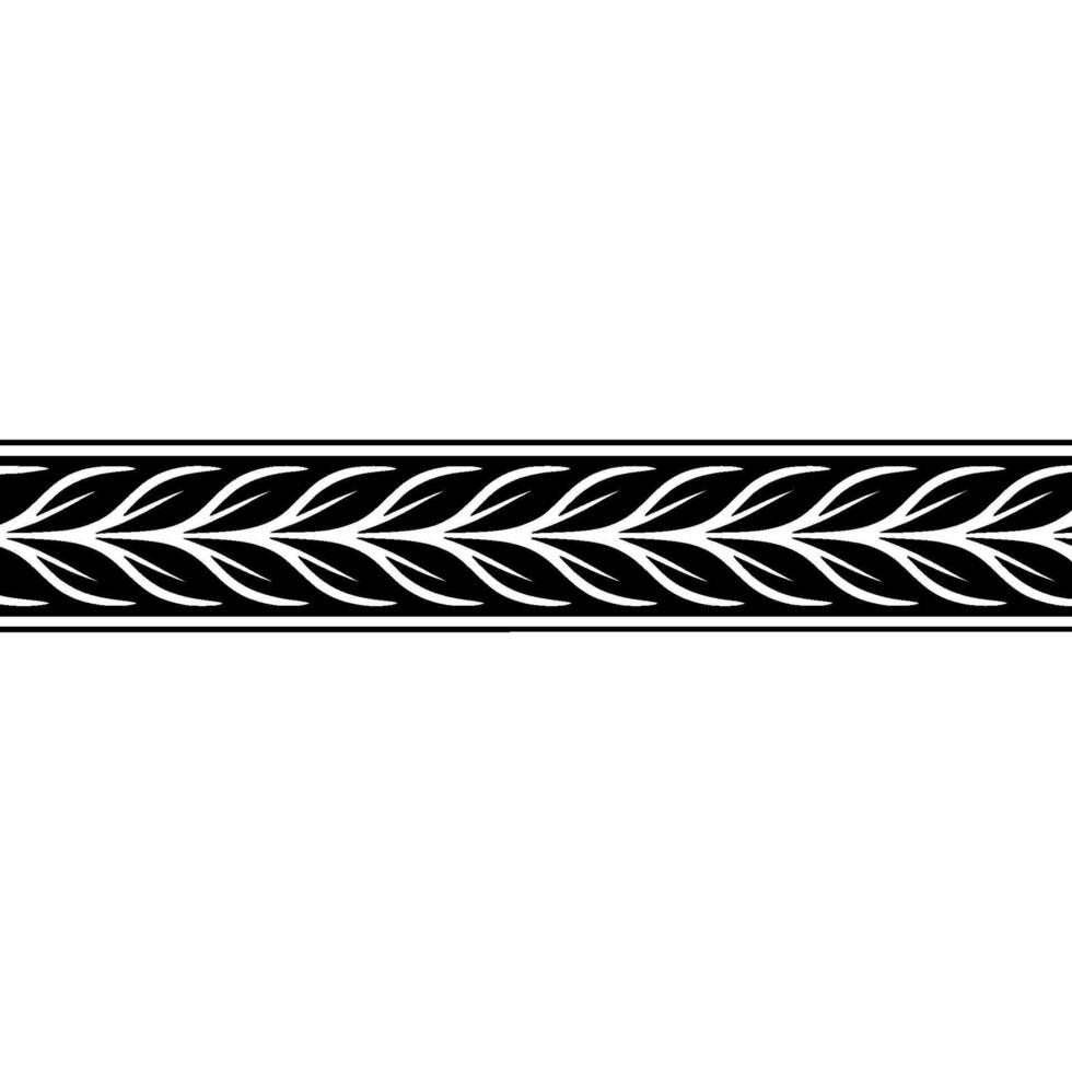 Black and White Leaf Motif Border on Neutral Background vector