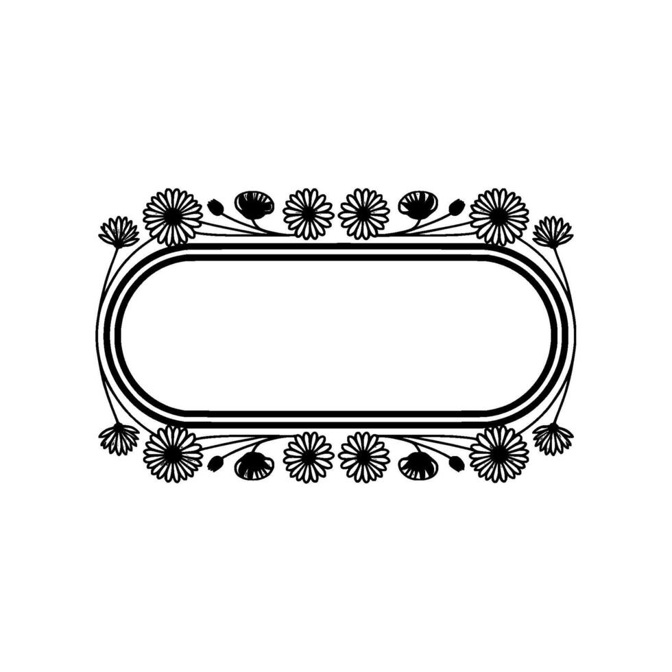 Floral Frame , Minimalist Black Gray, Invitation Template vector