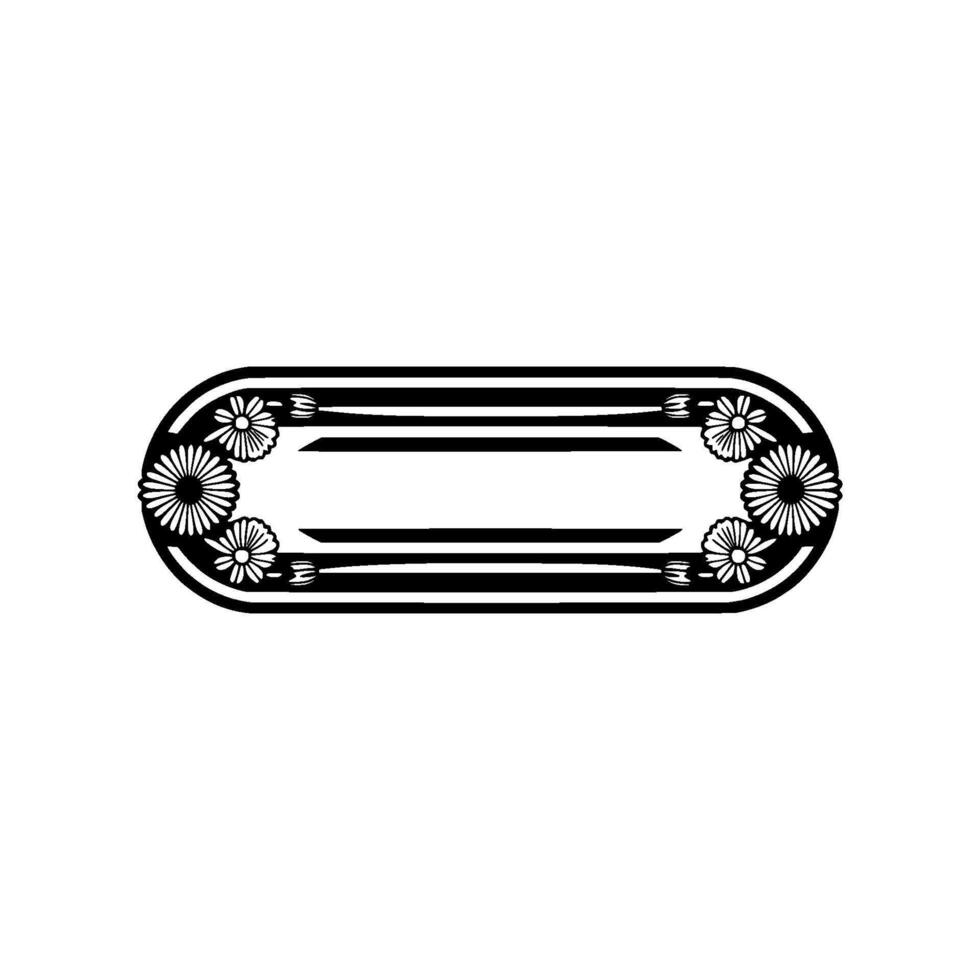 Minimalist Floral Frame with Striped in Black White vector