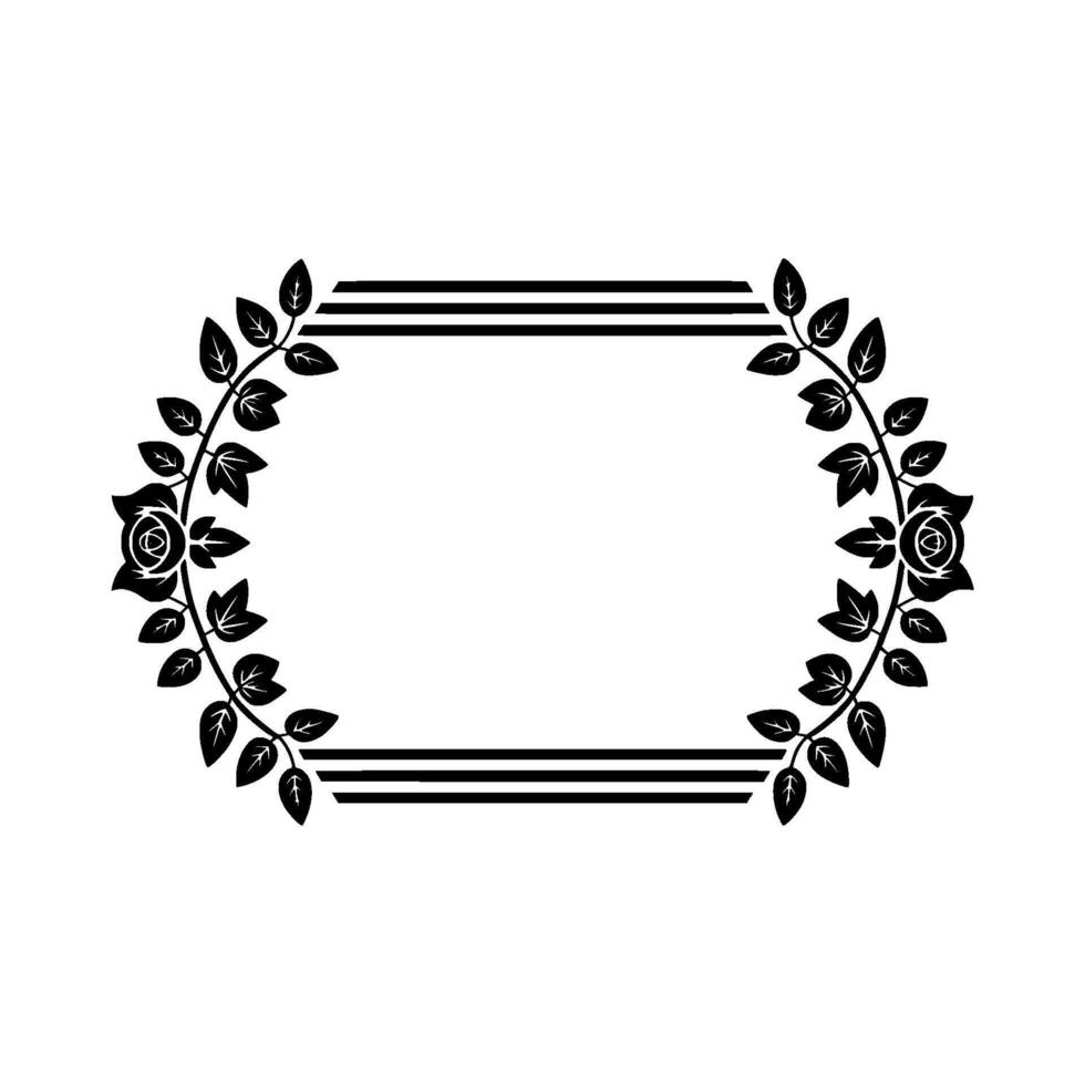 Elegant Floral Frame in Minimalist Black White Style vector