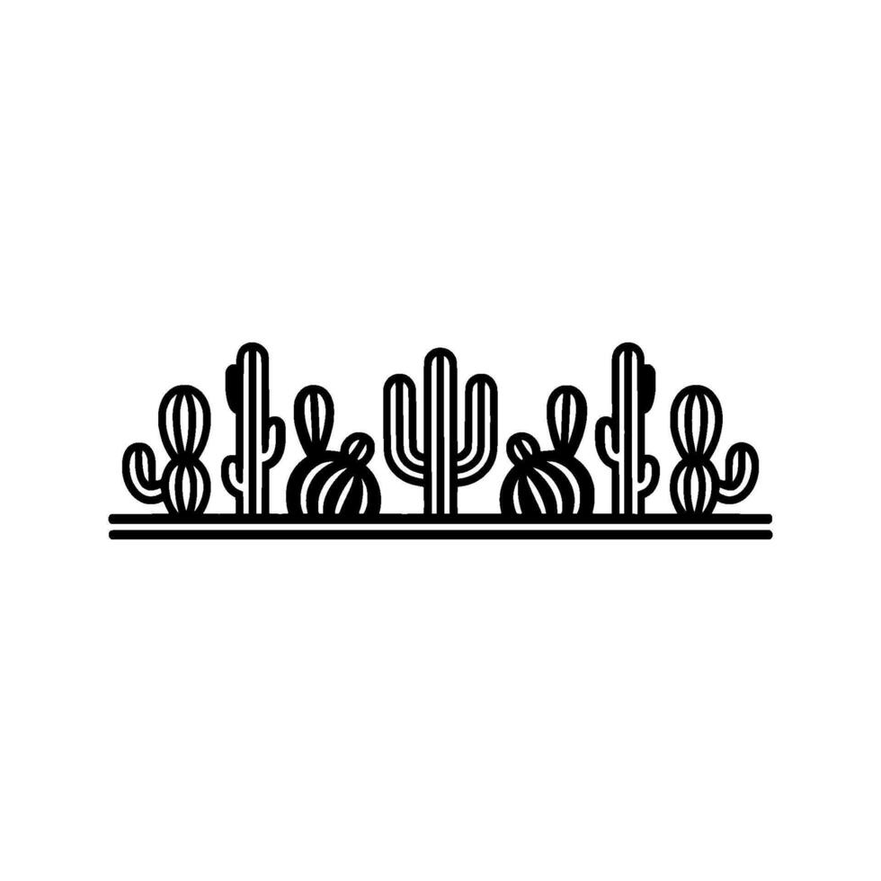 Minimalist Cactus Line Art Border - Southwest vector