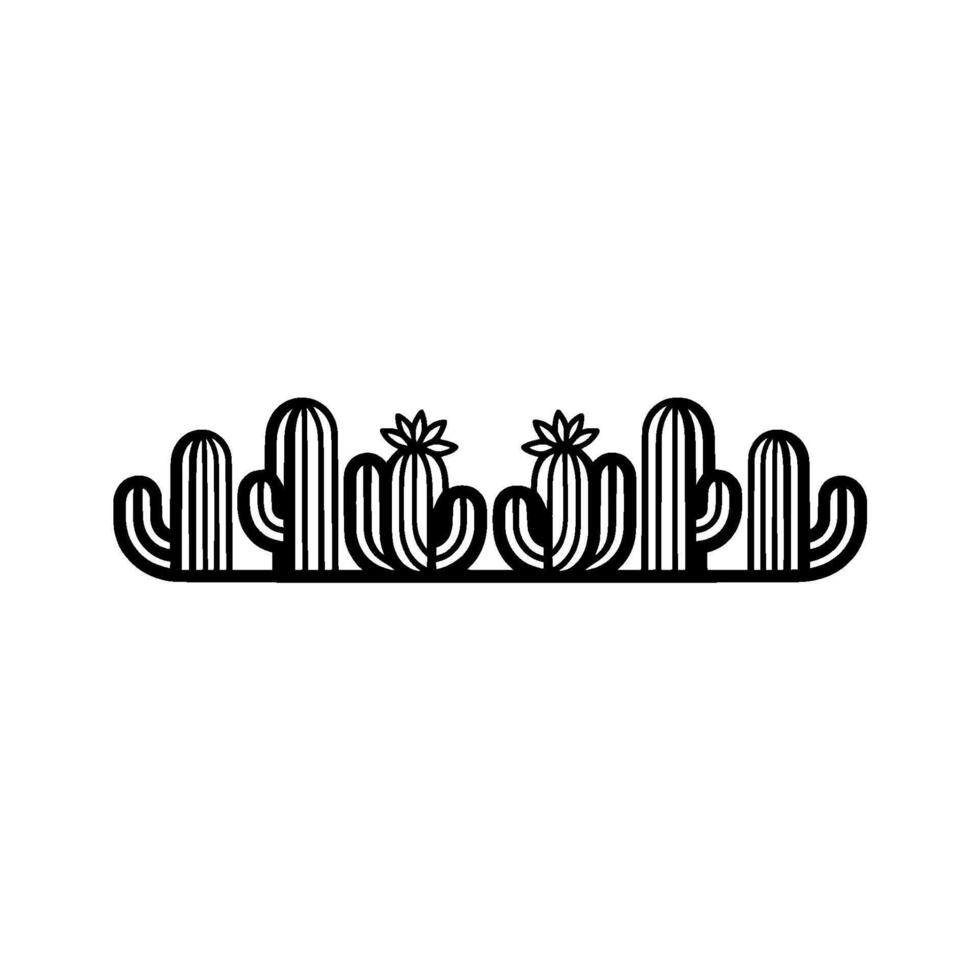 Stylized Cactus Border Minimalist Desert Element vector