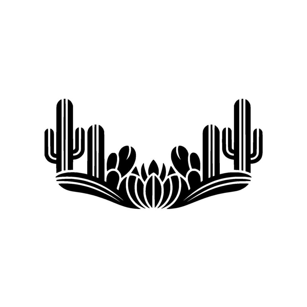 Desert Bloom Minimalist Cactus and Flower in Black and White vector