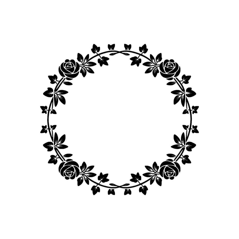 Elegant Black Rose Wreath on Neutral Background vector