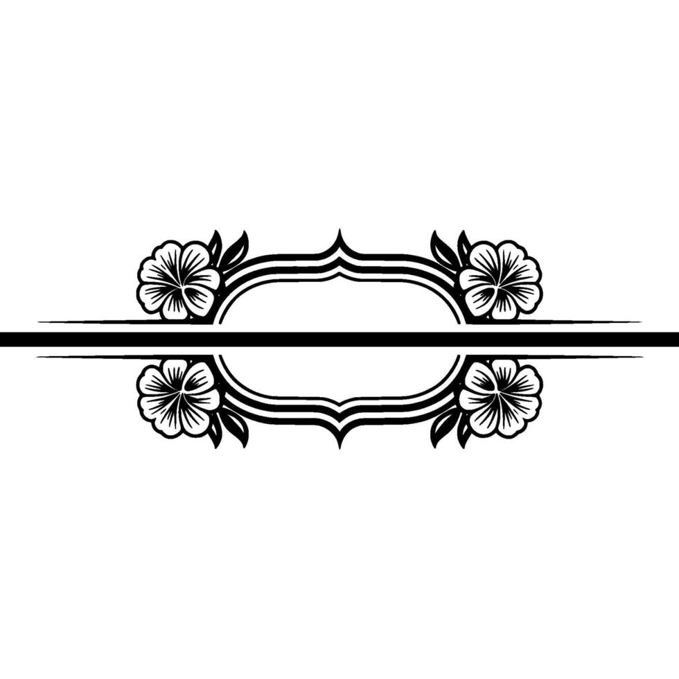 Elegant Floral Frame Black White , Decorative Element vector