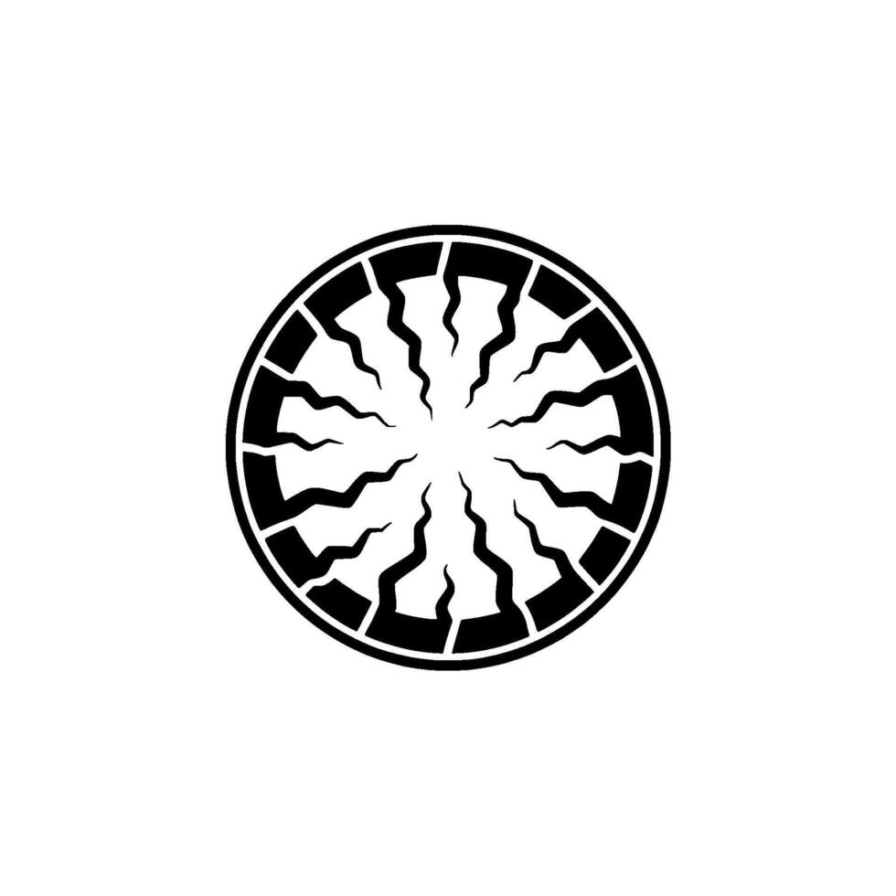 Circular Abstract Emblem in Black and White vector