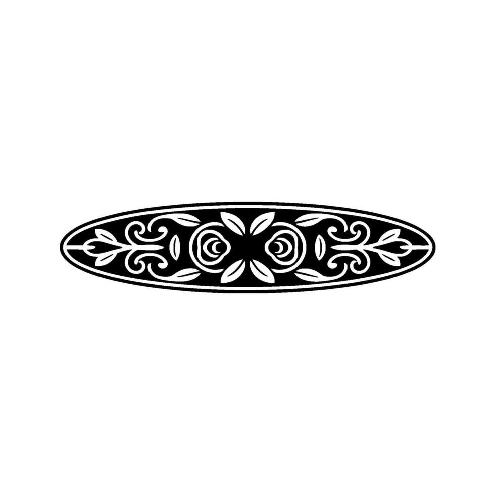 Elegant Black White Floral Oval Element vector