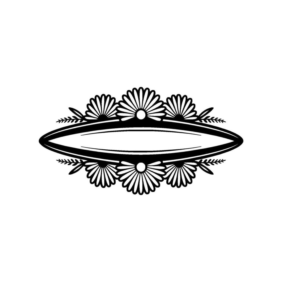Floral Frame with Oval Center, Minimalist Elegant vector