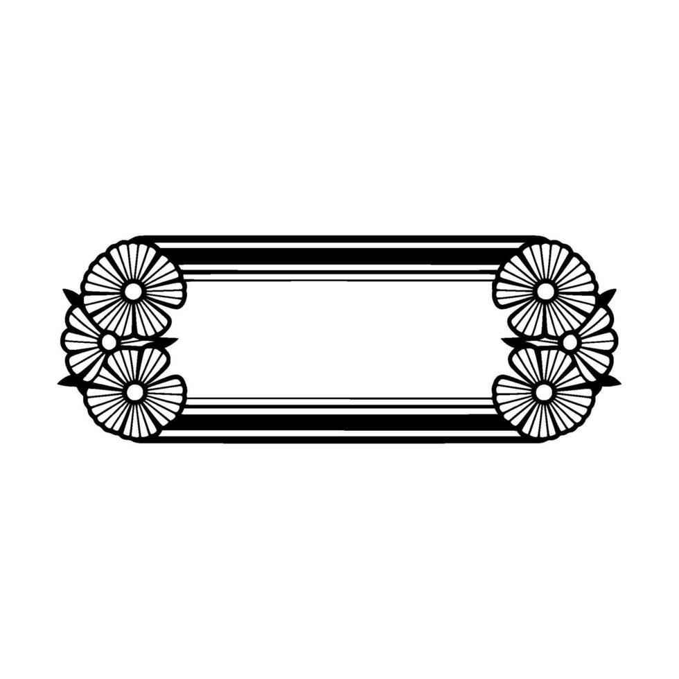 Minimalist Floral Frame with Striped Border - Clean vector