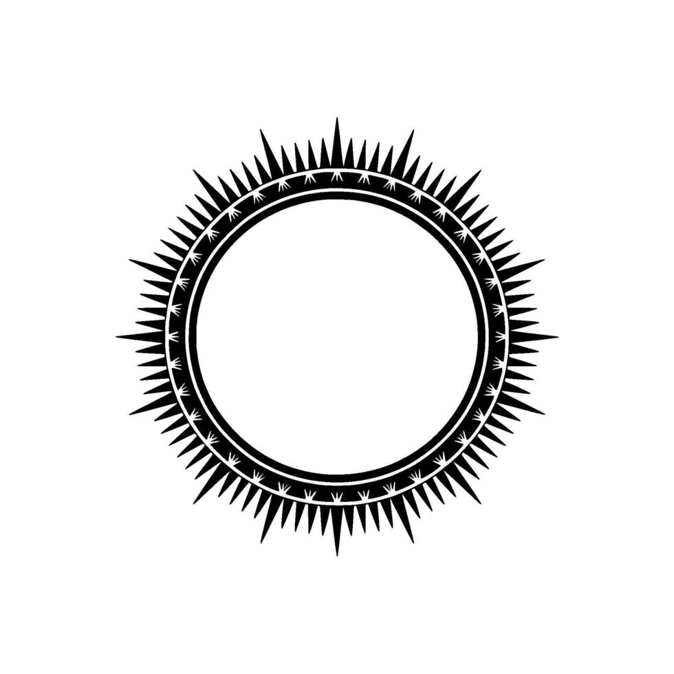 Geometric Black Sunburst Circle on White, , Minimalist Emblem vector