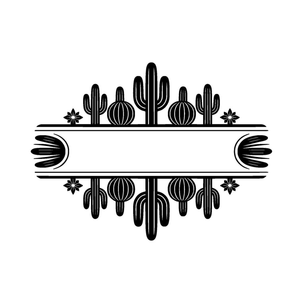 Elegant Desert Botanical Frame - Black White vector