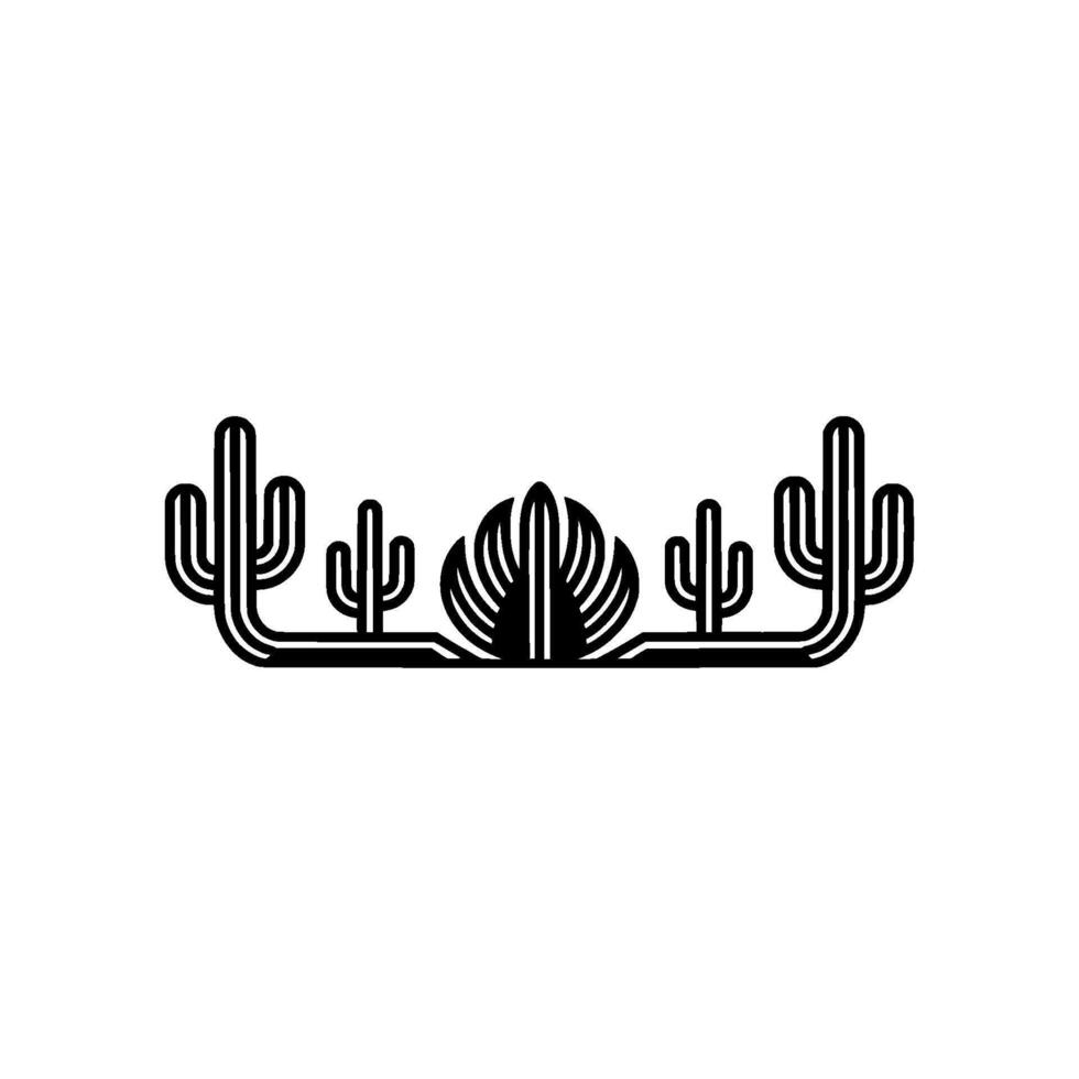 Minimalist Desert Cactus Illustration in Black and White, Line Art vector