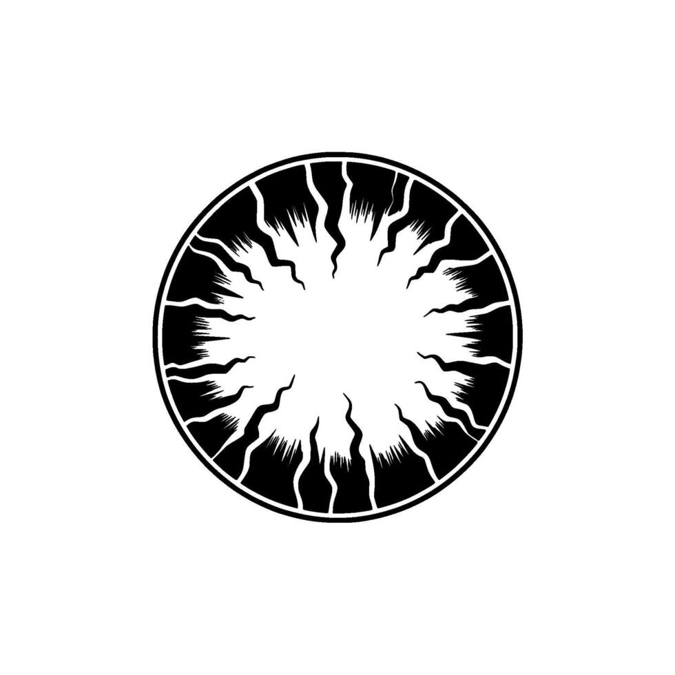 Abstract Black Sunburst Emblem on White Background - Geometric vector