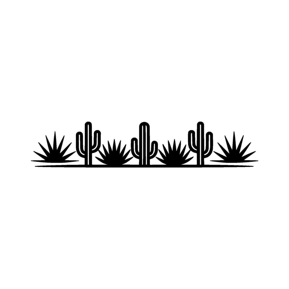 Minimalist Southwest Cactus Agave Border - Line Art vector