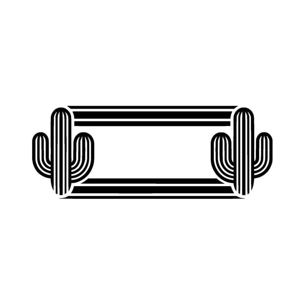 Minimalist Cactus Frame in Black and White vector