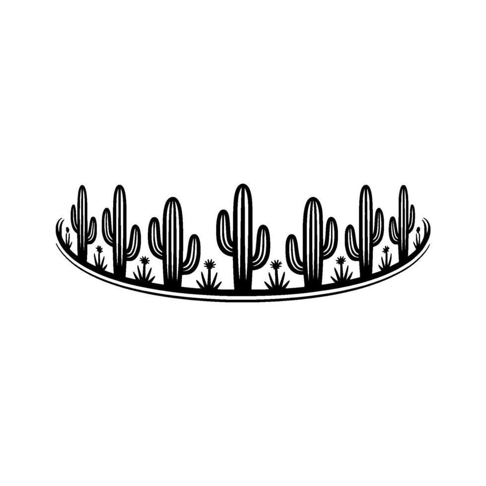 Minimalist Southwestern Cactus Border Illustration vector
