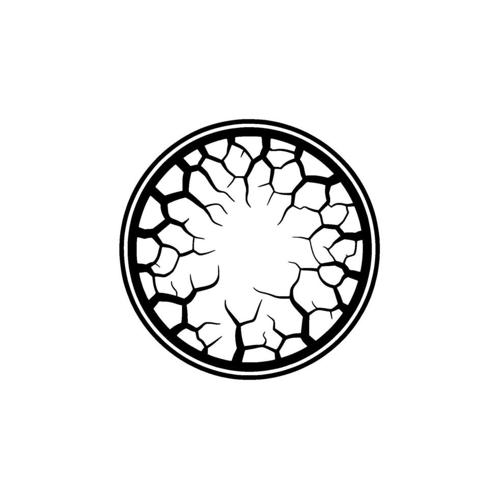 Cracked Earth Circle Minimalist , Abstract Symbol vector