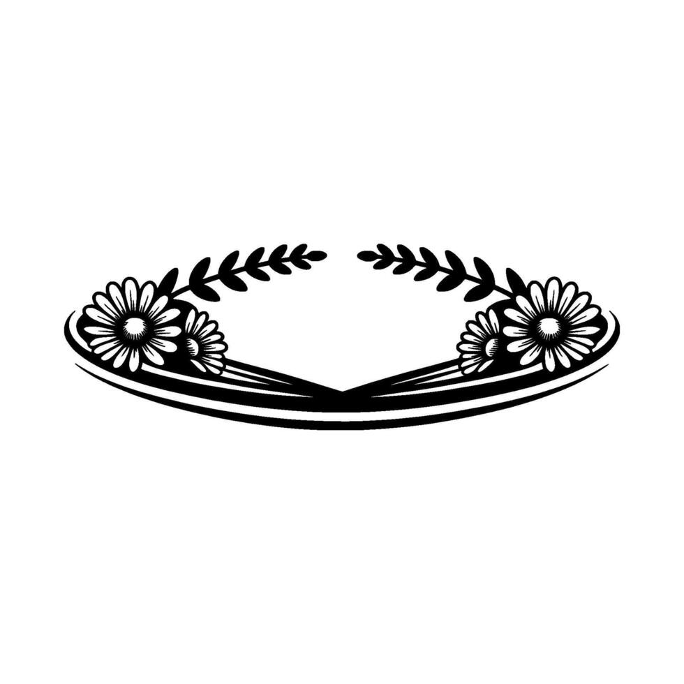 Elegant Floral Frame , Black and White, Clean Lines, Nature vector