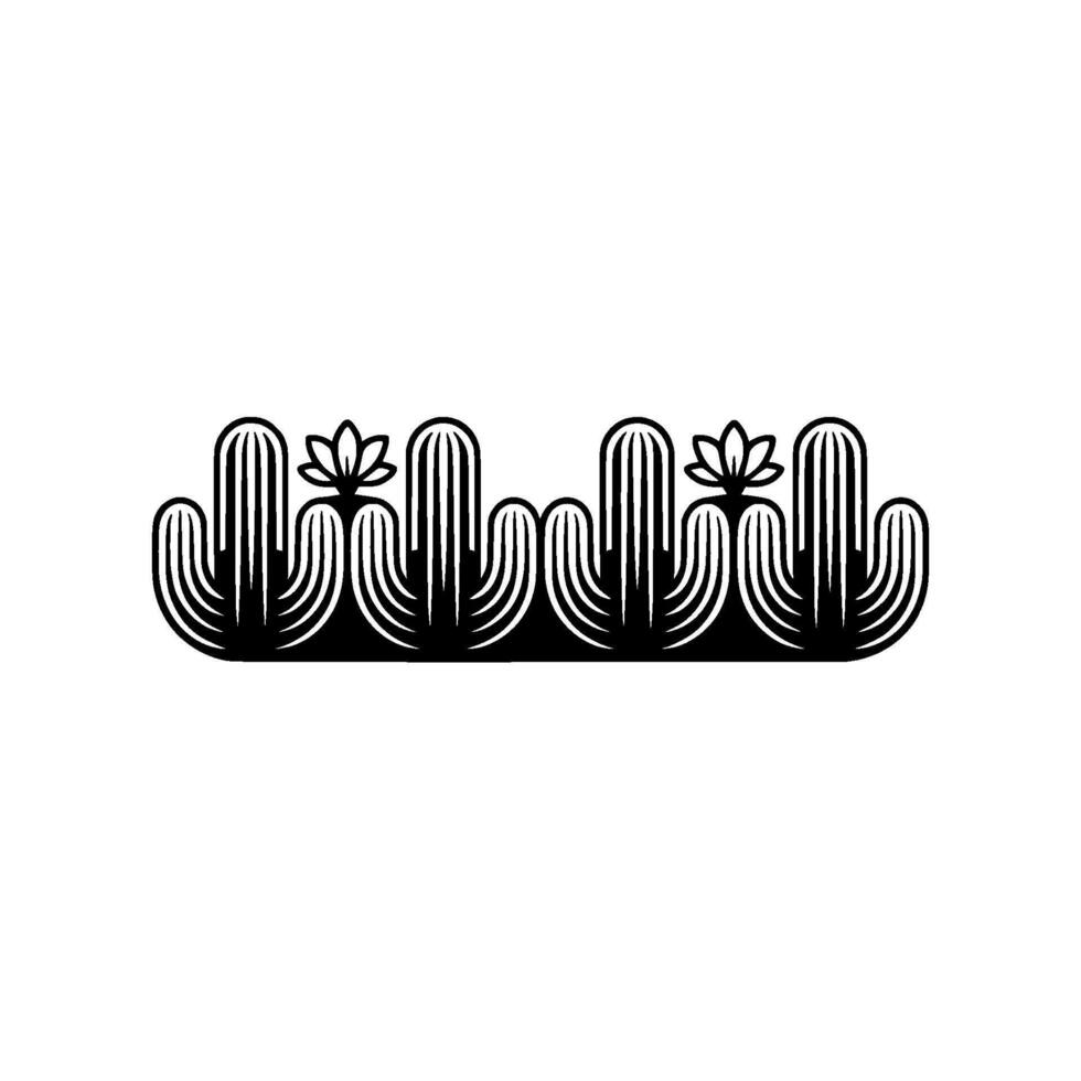 Minimalist Desert Cactus Illustration Black and White Line Art vector
