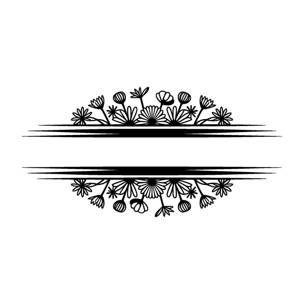 Floral Divider with Space for Text - Monoline Illustration vector