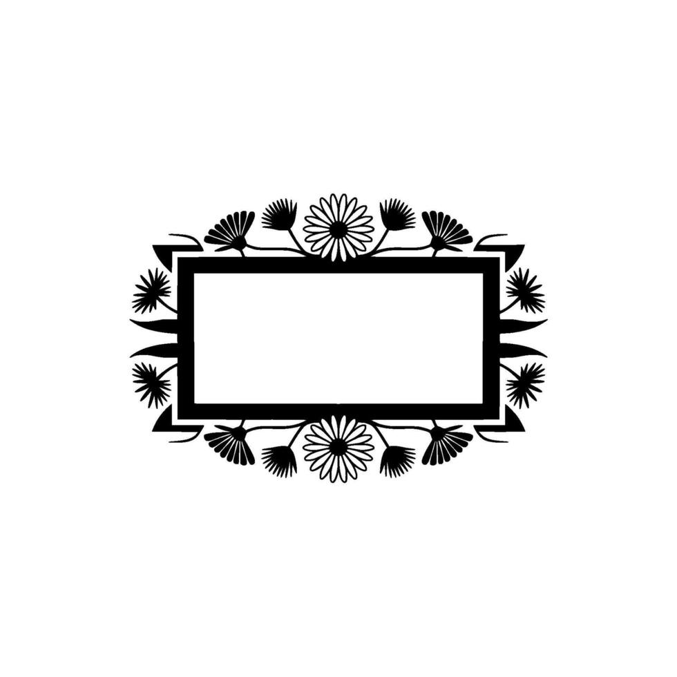Elegant Floral Frame with Blank Space for Text, Black and White, Flower vector