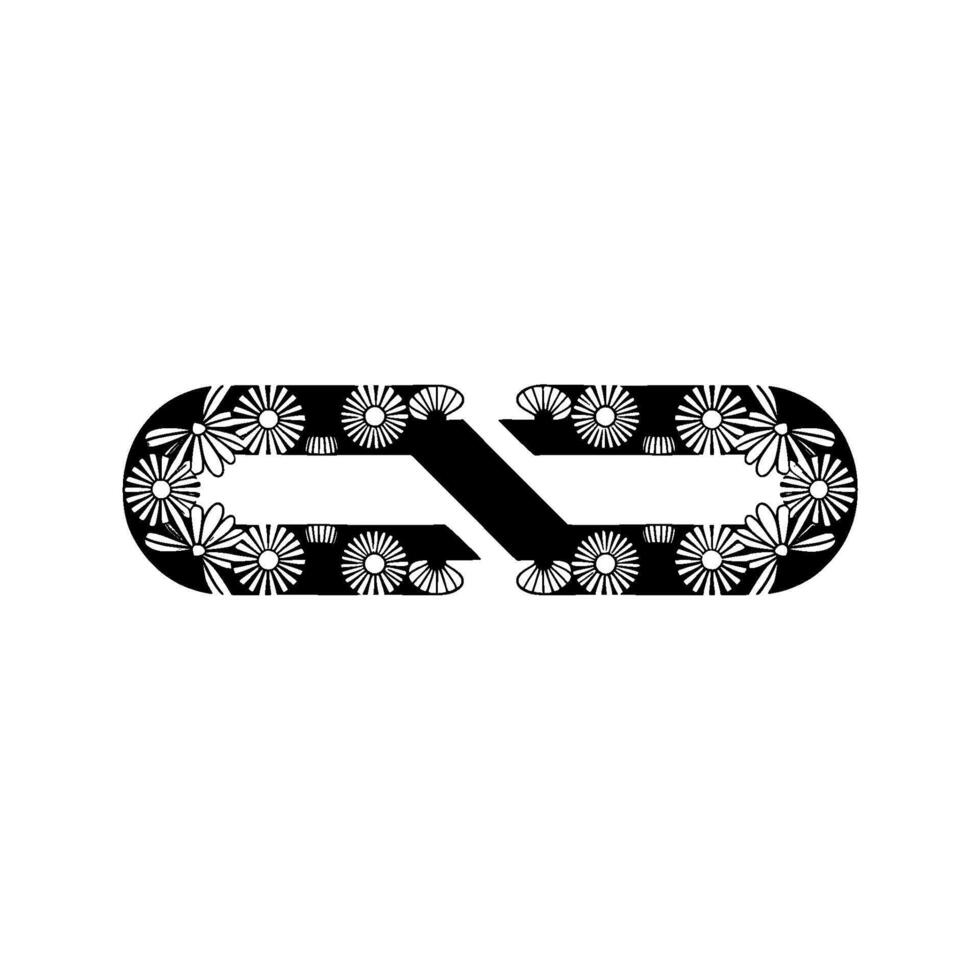 Floral Intertwined Shape Minimalist Black White vector