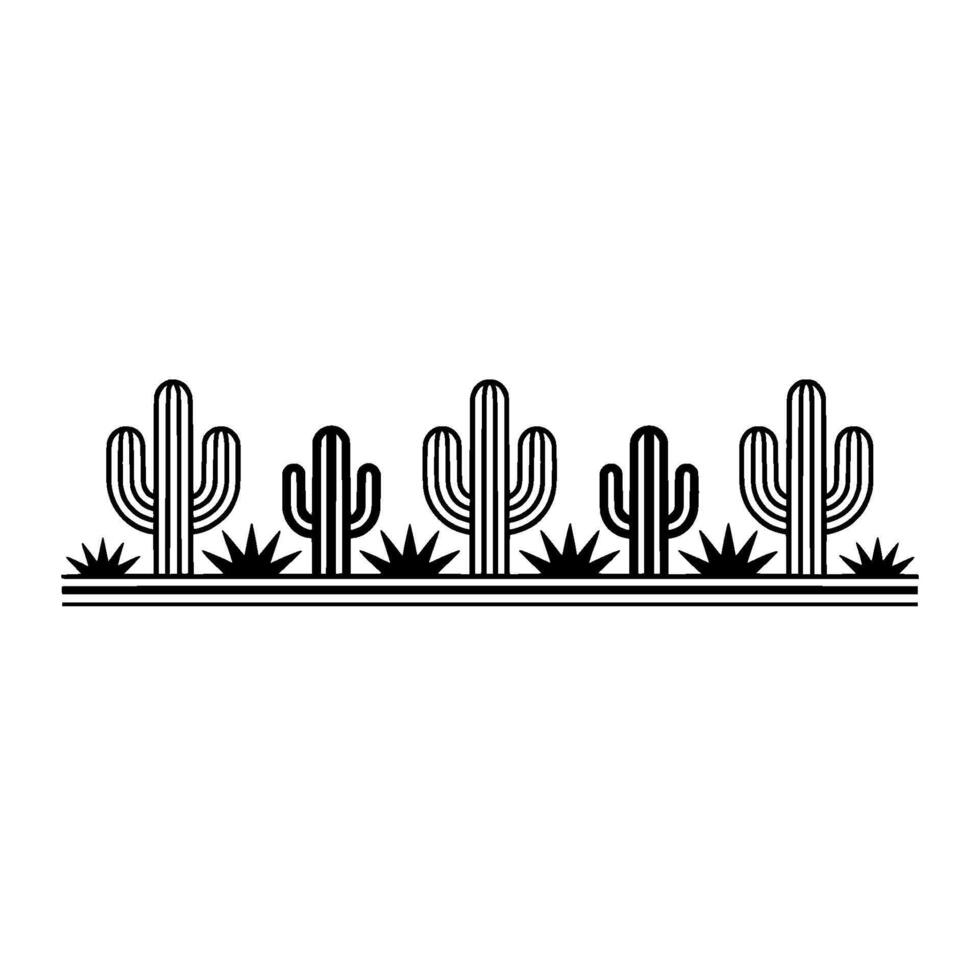 Minimalist Desert Border Cactus Line Art on Gradient Background vector
