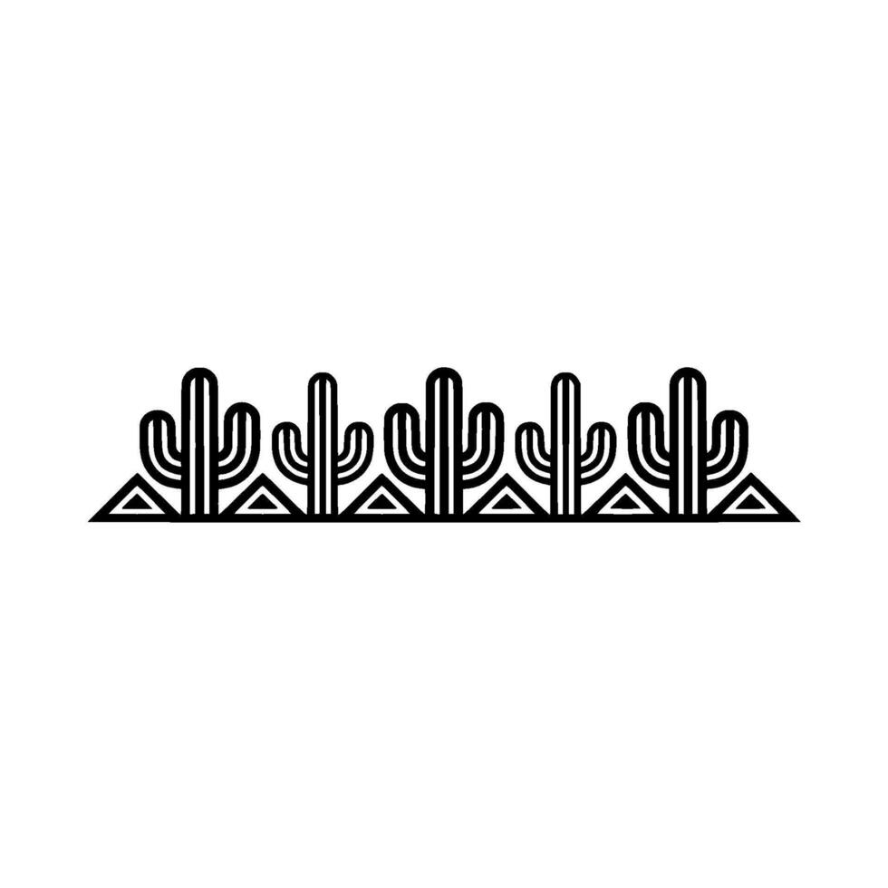 Minimalist Desert Cactus Border Geometric Line Art vector