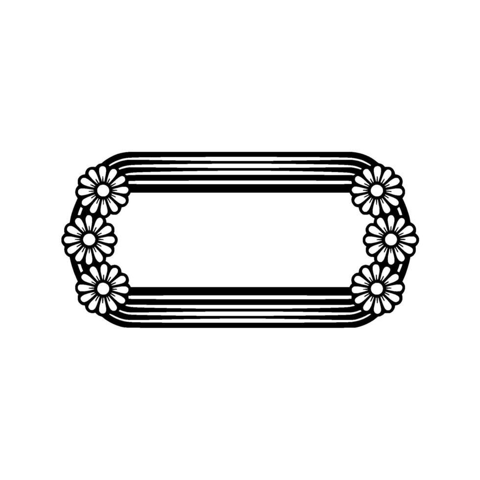Daisy Frame, Minimalist Floral Border, Black and White Element vector