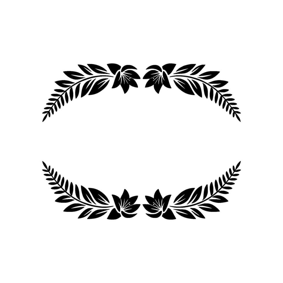 Elegant Floral Frame with Ferns Minimalist Black White vector