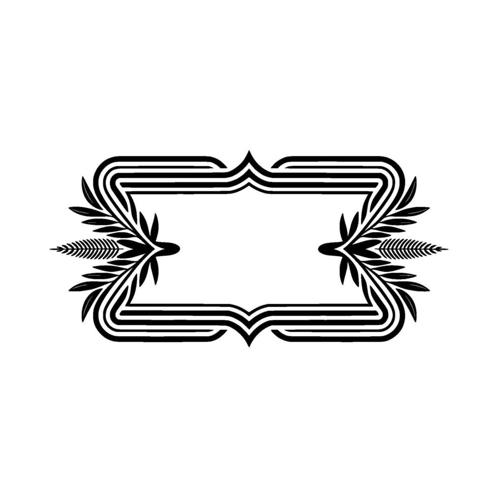 Elegant Black White Frame with Foliage vector