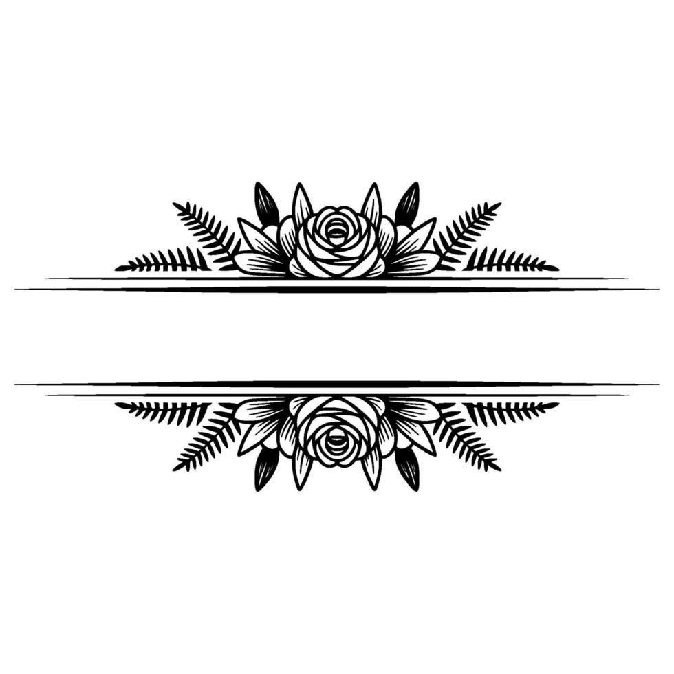 Elegant Floral Frame - Black and White Rose and Leaf for Invitations vector