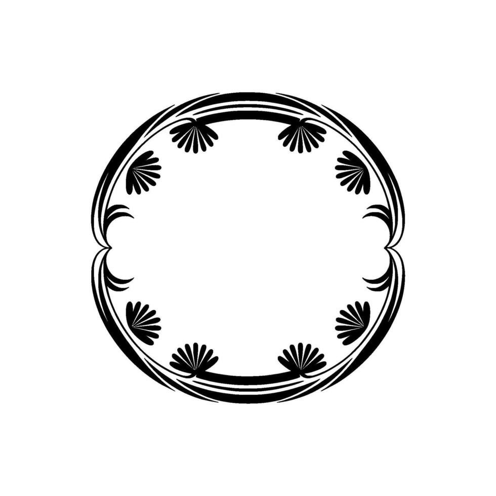 Elegant Black Floral Wreath on White Background, Template vector