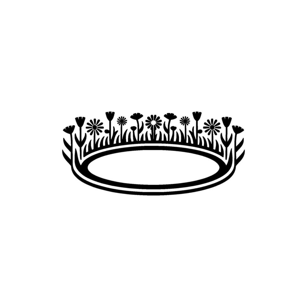 Floral Crown Silhouette on White Elegant, Nature-Inspired vector