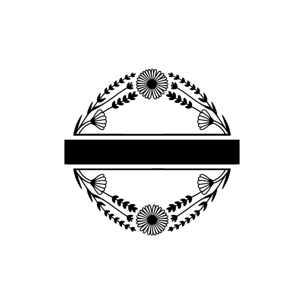 Floral Badge Template Black White Minimalist vector