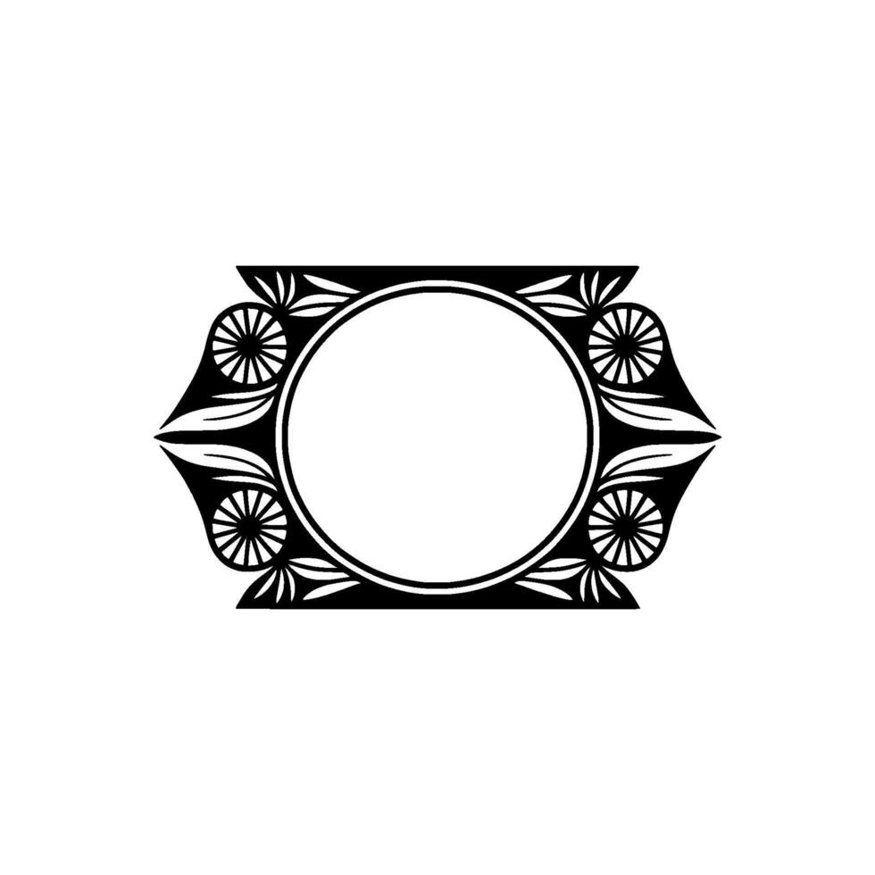 Geometric Art Deco Frame with Floral Elements on Light Background vector