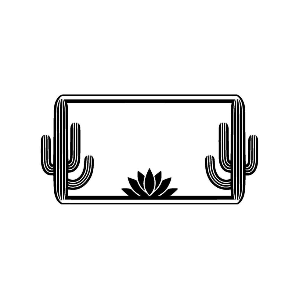 Desert Frame with Cactus Lotus vector
