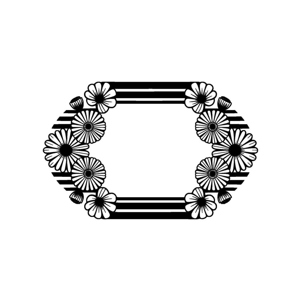 Floral Frame, Black and White, Minimalist vector