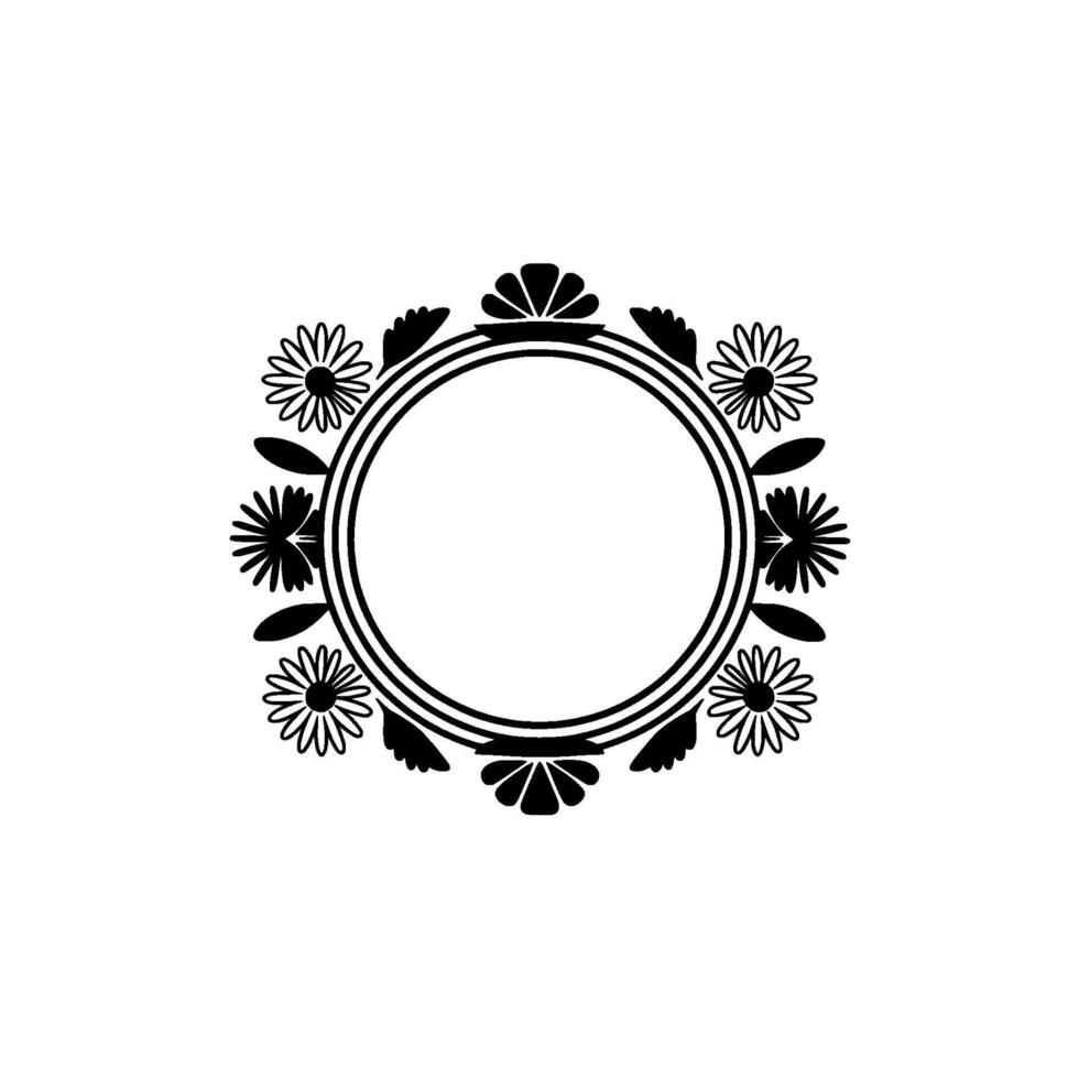 Elegant Floral Circle Frame with Blank Center on a Neutral Background vector