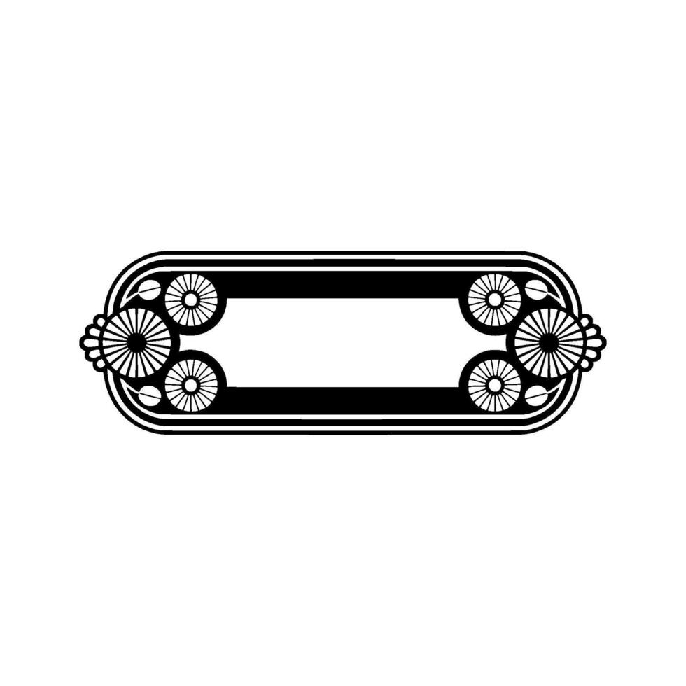 Geometric Floral Frame Illustration in Black and White, Minimalist vector