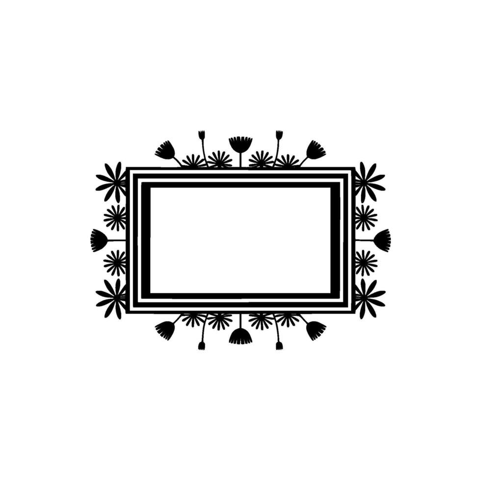 Floral Frame Illustration Minimalist Black and White, Flowers vector