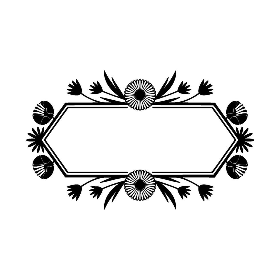 Elegant Floral Frame in Black and White - Invitation vector