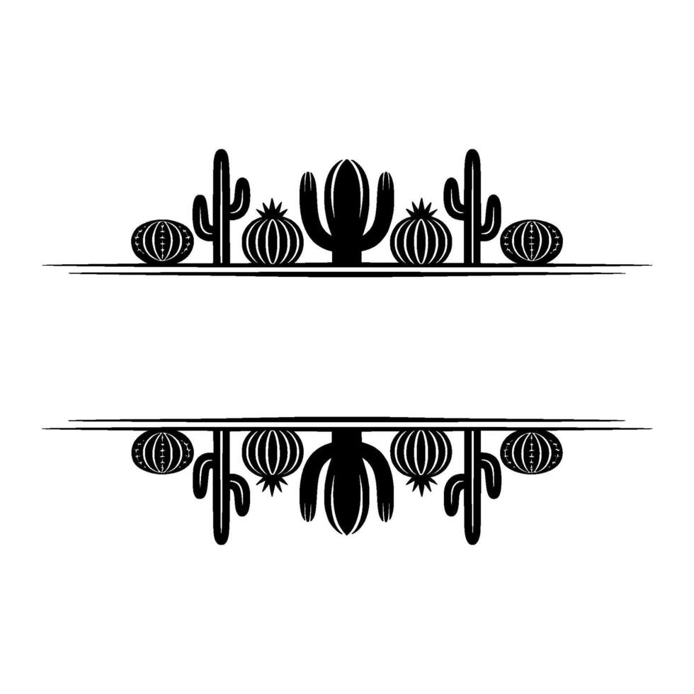 Minimalist Cactus Border Frame, Desert Botanical Illustration vector