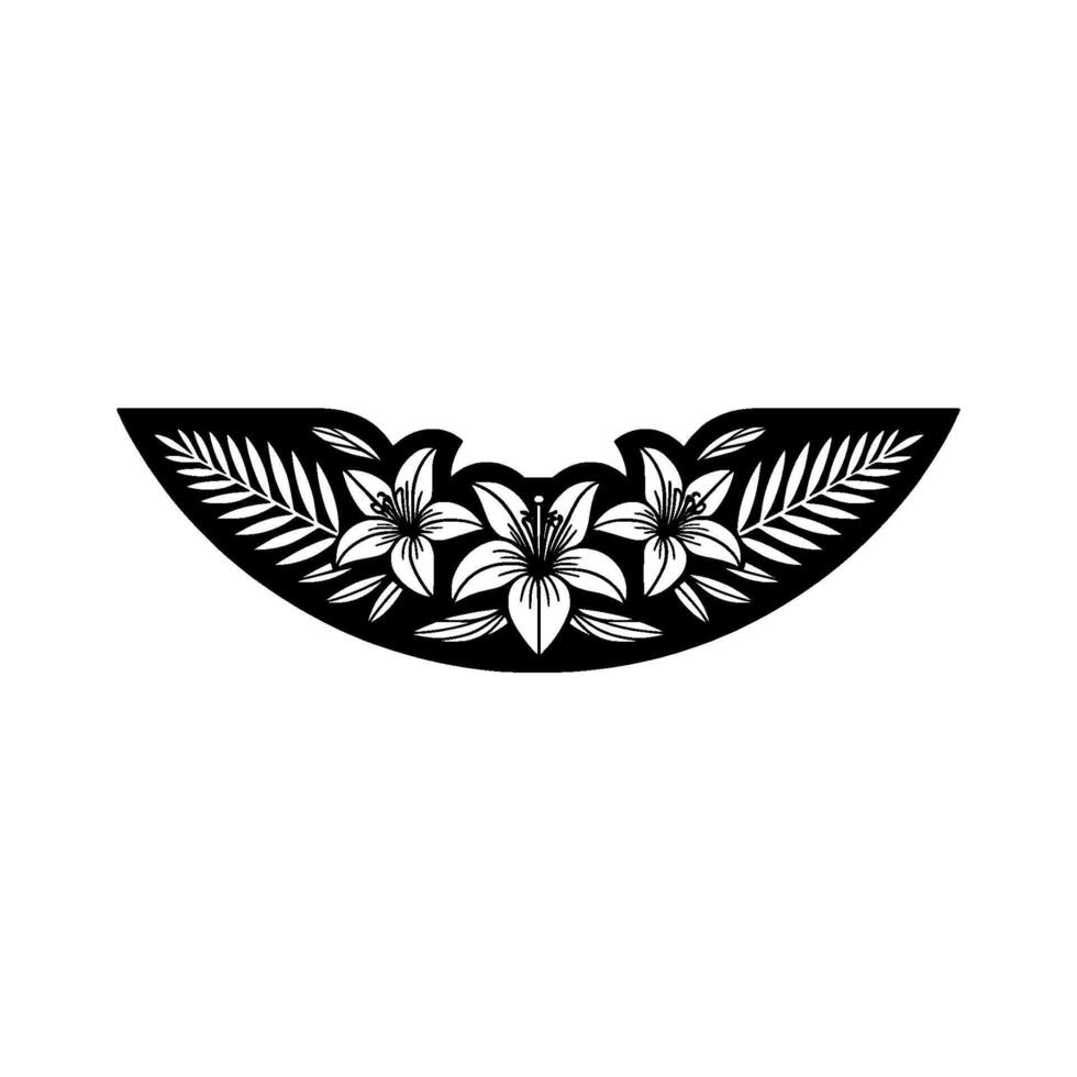 Floral Monochromatic Ornament Elegant Lily and Palm Frond vector