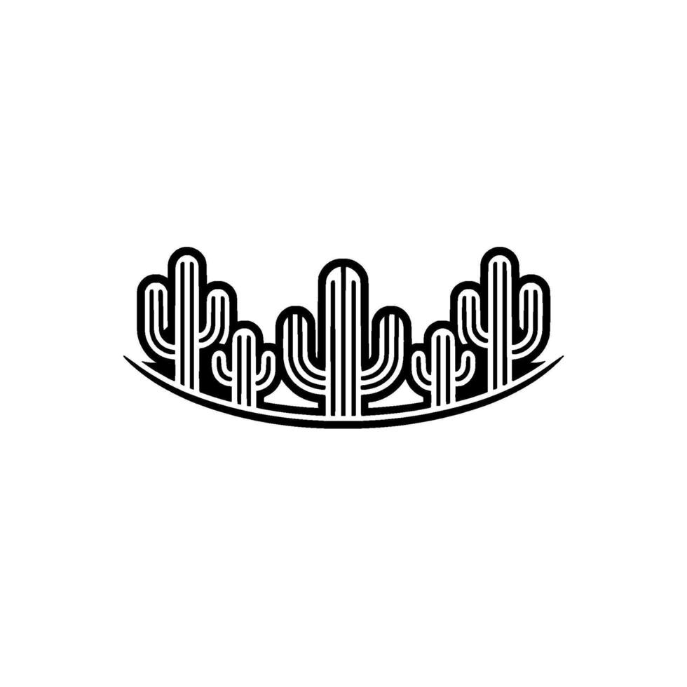 Minimalist Cactus Silhouette , Desert Landscape Concept vector