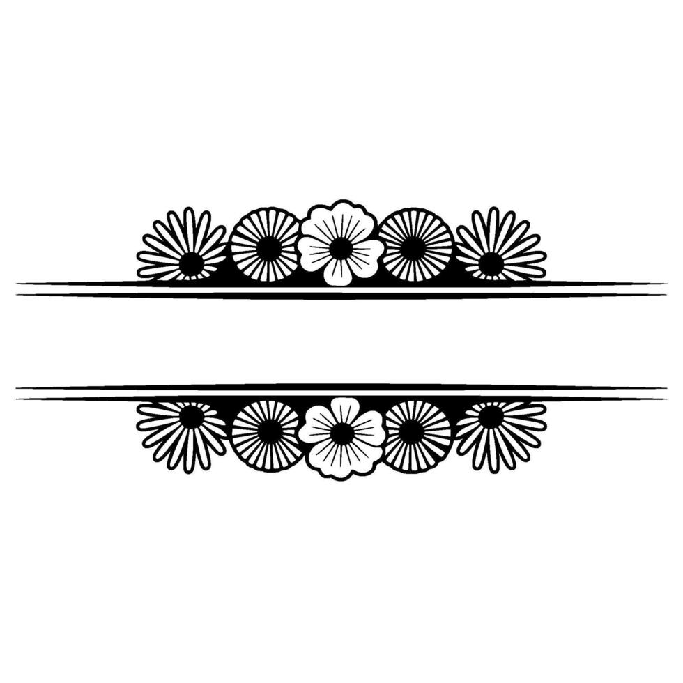Floral Border in Minimalist Black and White vector