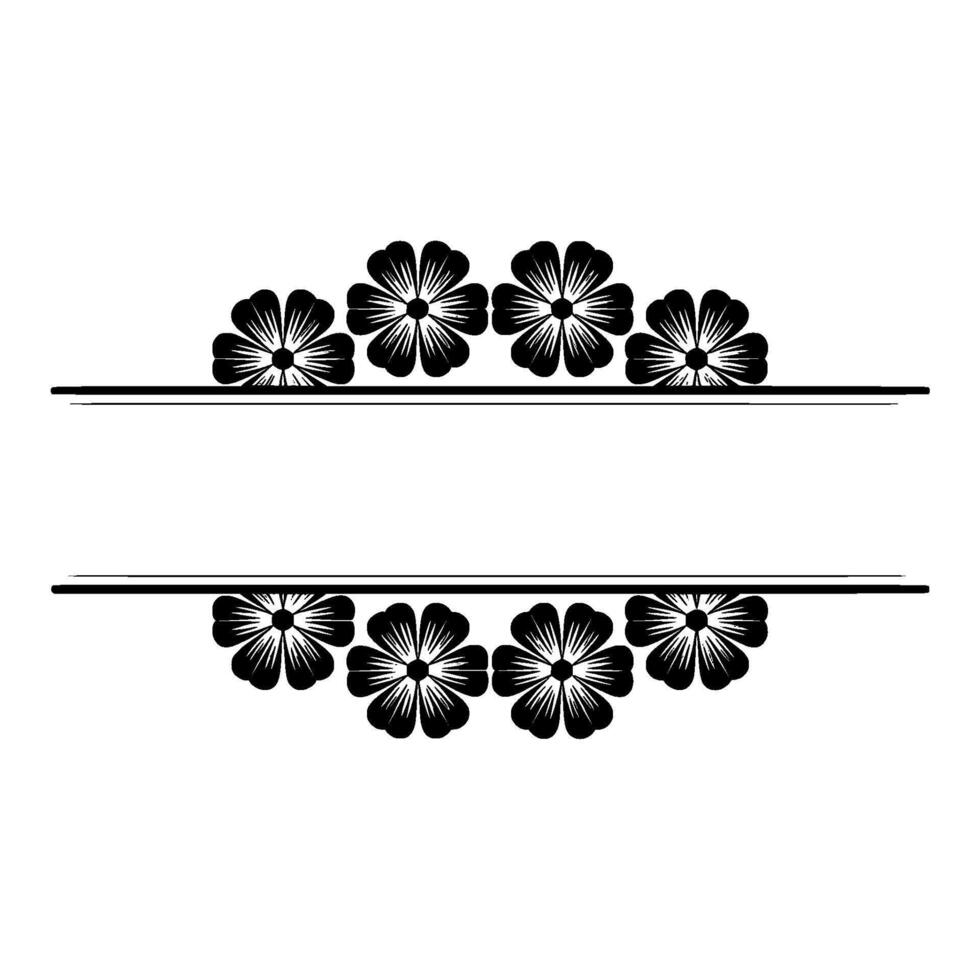 Elegant Floral Border Frame in Black and White, Space for Text vector