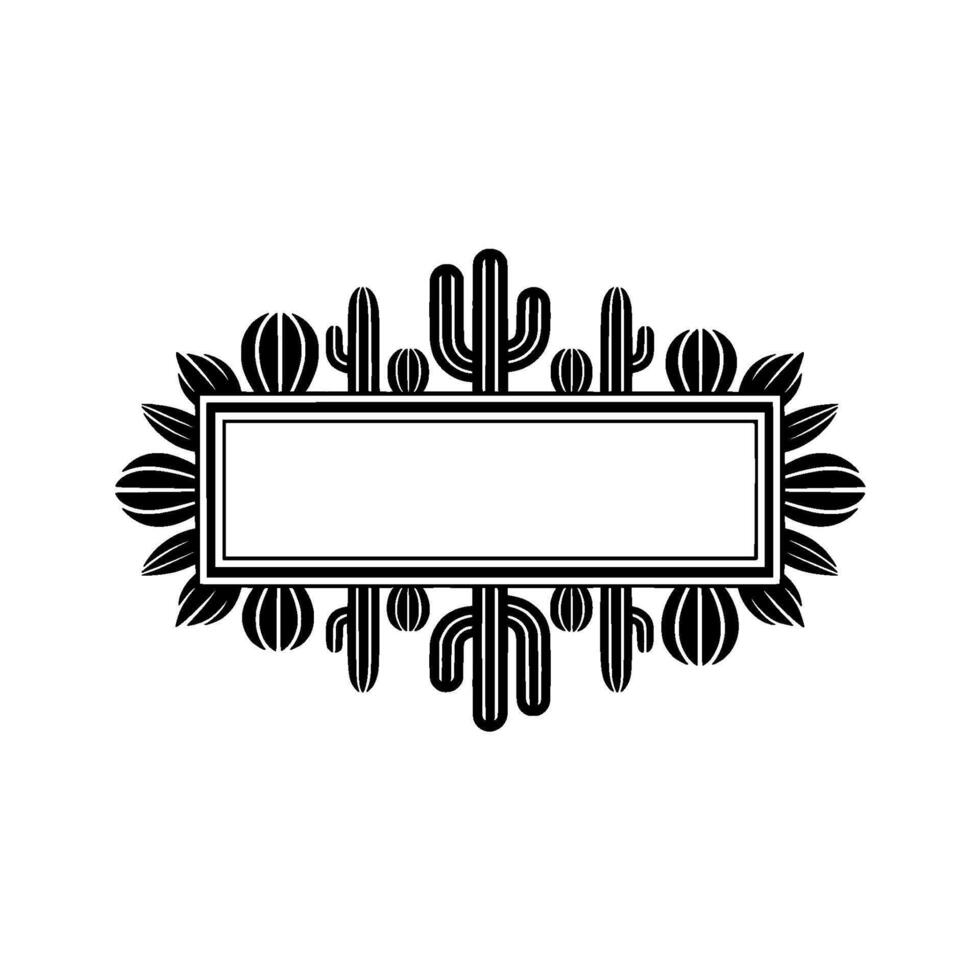 Minimalist Cactus Frame Western Style, Decorative Border, Text Space vector