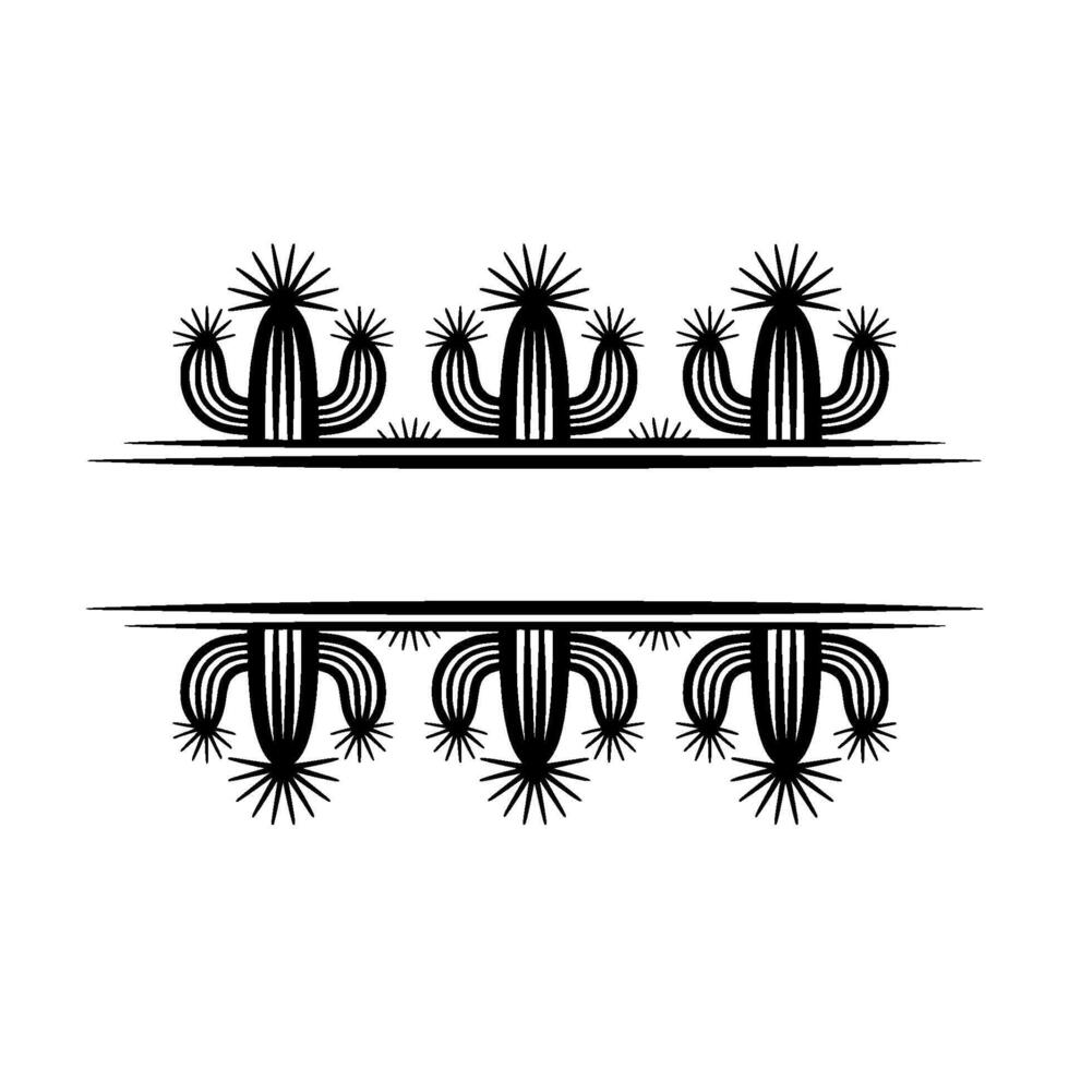 Minimalist Cactus Border - Southwest Desert Decor, Illustration vector