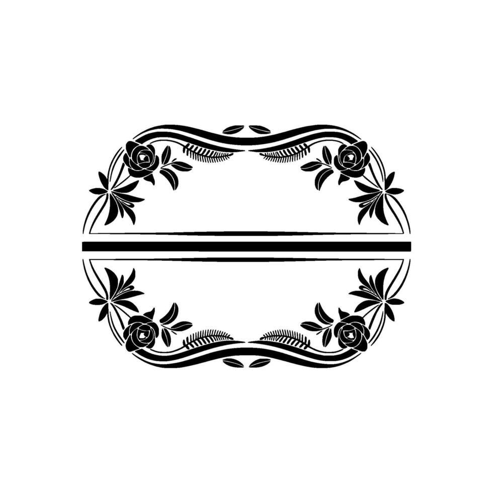 Elegant Floral Frame Decorative Black and White vector